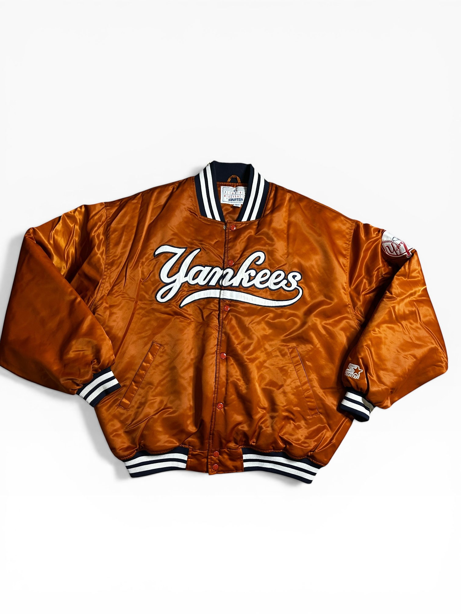 Vintage New York Yankees Starter Burnt Orange Satin Jacket Men’s (3XL)