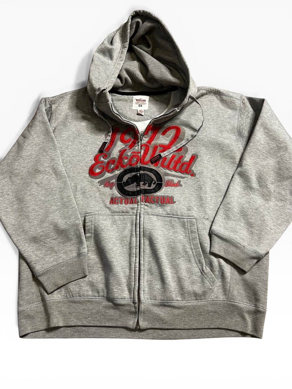 Y2K Ecko Embroidered Zip Up Thermal Hoodie (XL)