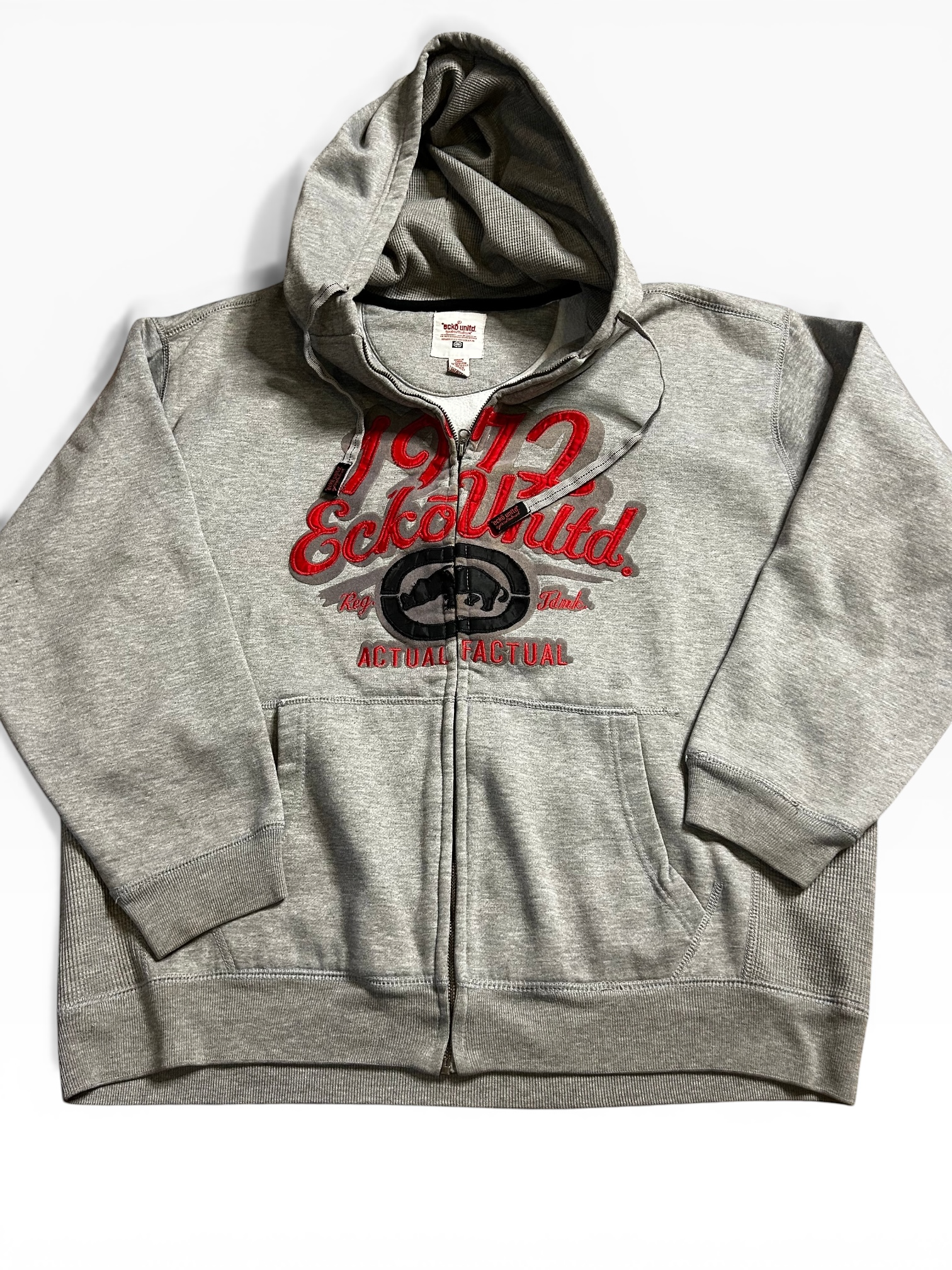 Y2K Ecko Embroidered Zip Up Thermal Hoodie (XL)
