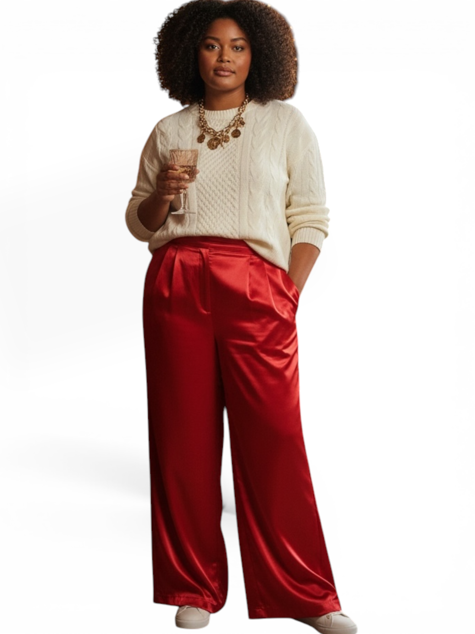 Boutique Red Satin Wide Leg Pants