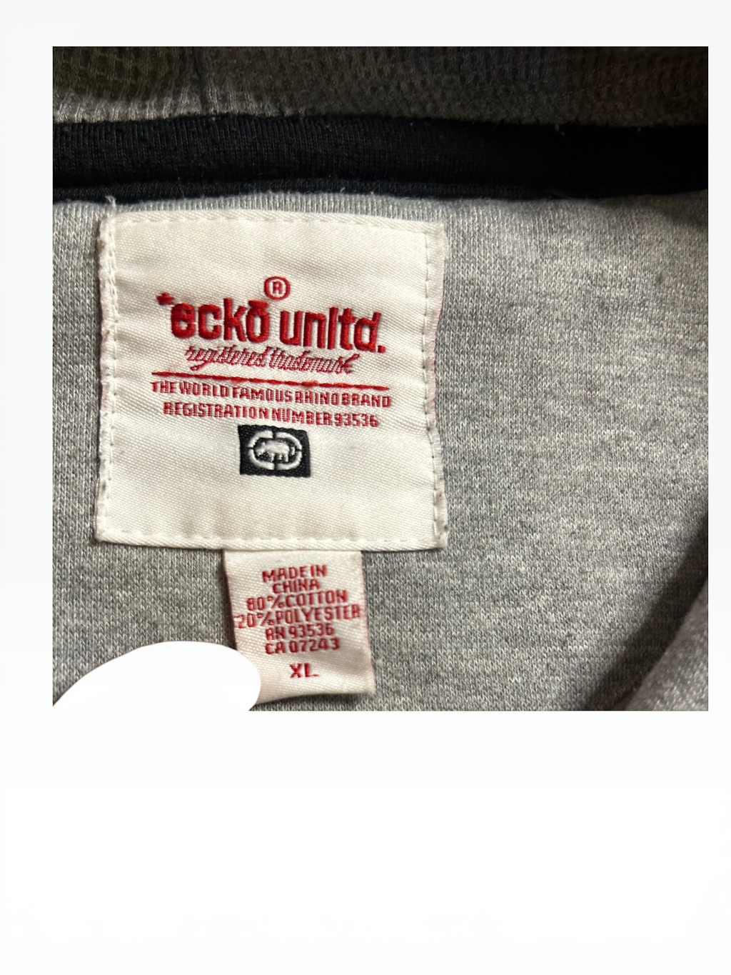 Y2K Ecko Embroidered Zip Up Thermal Hoodie (XL)