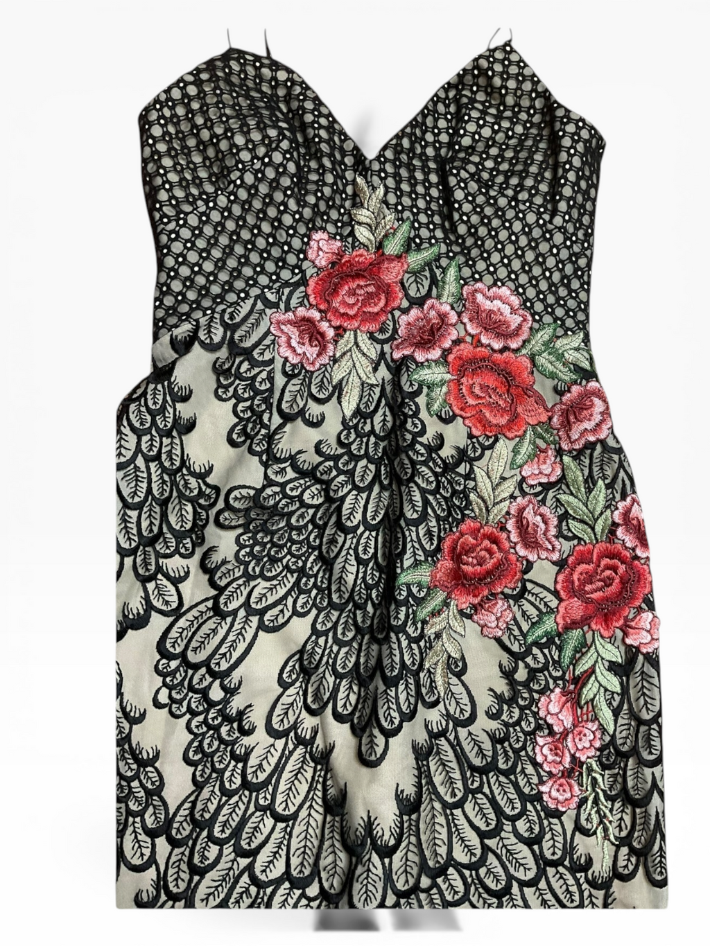 Basix Black Floral Cocktail Dress (Size 2)