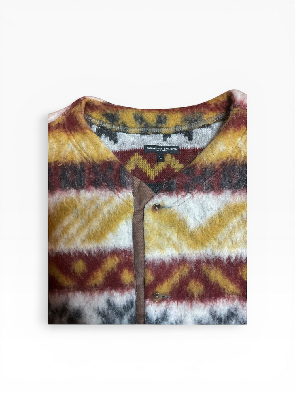 Engineered Garments Fair Isle Mohair Button Cardigan (L)