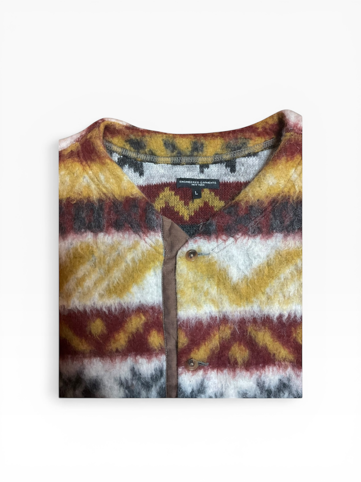 Engineered Garments Fair Isle Mohair Button Cardigan (L)