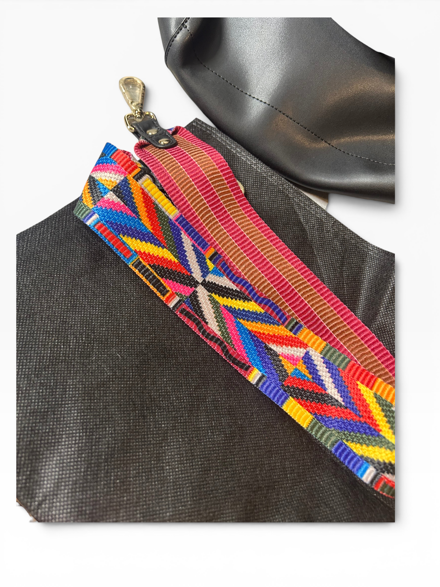 BOSTANTEN Leather Shoulder Bag (Extra Colorful Clothe Strap)