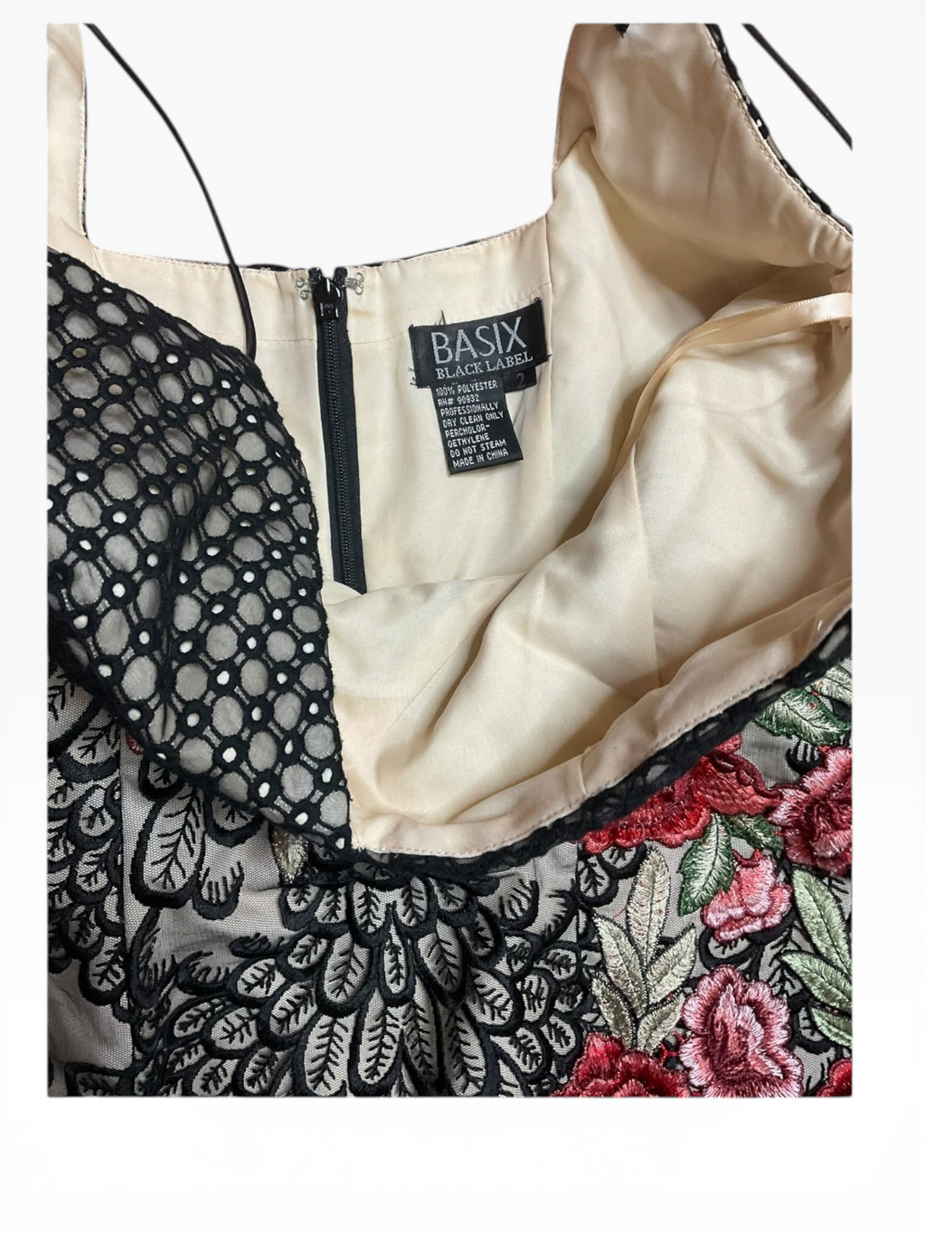Basix Black Floral Cocktail Dress (Size 2)