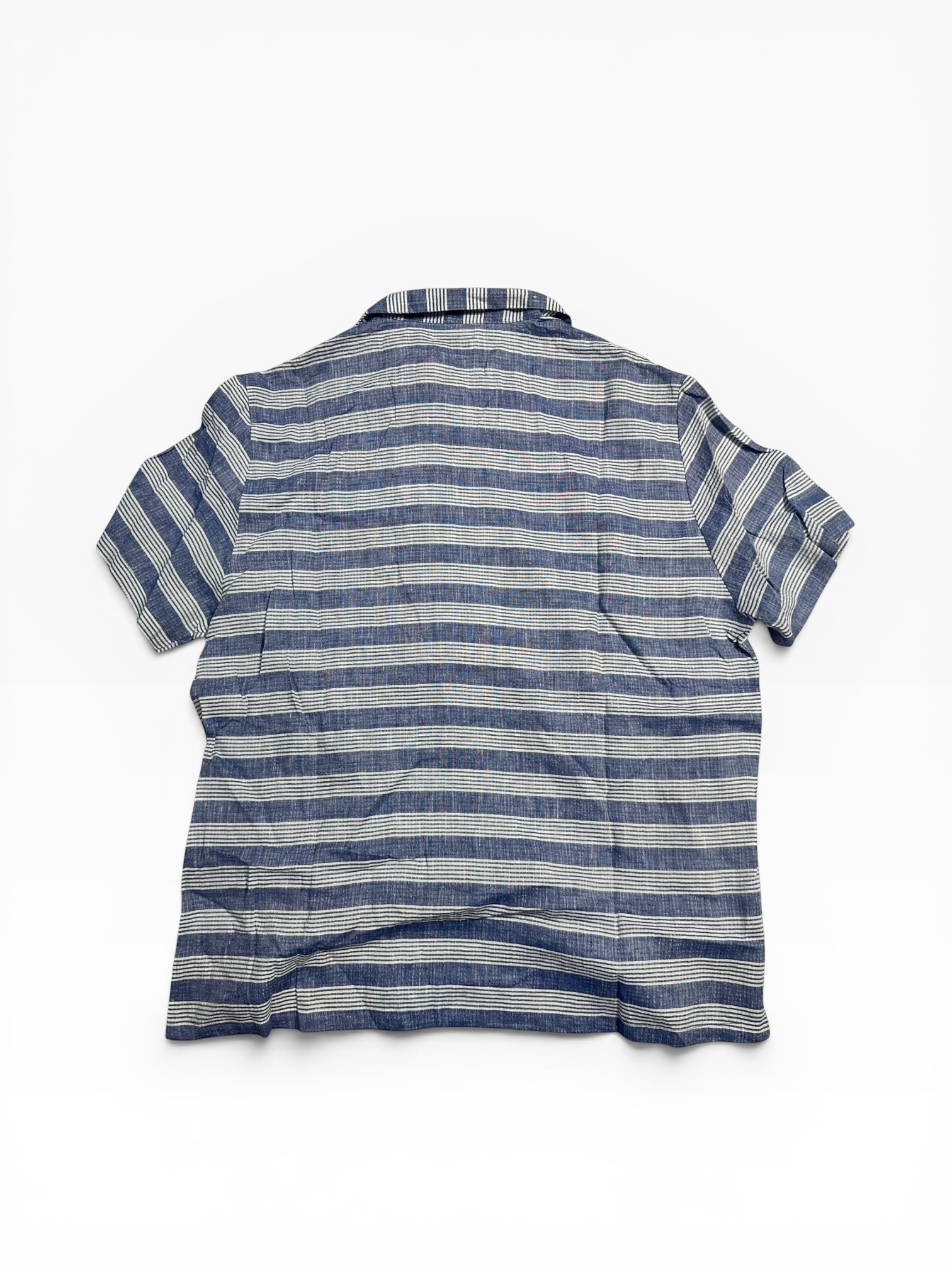 Onia’s Striped Seersucker Linen Short Sleeve Button Down (XXL)