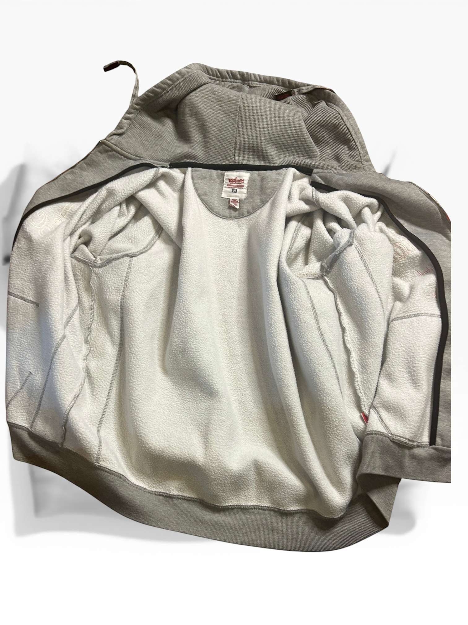 Y2K Ecko Embroidered Zip Up Thermal Hoodie (XL)