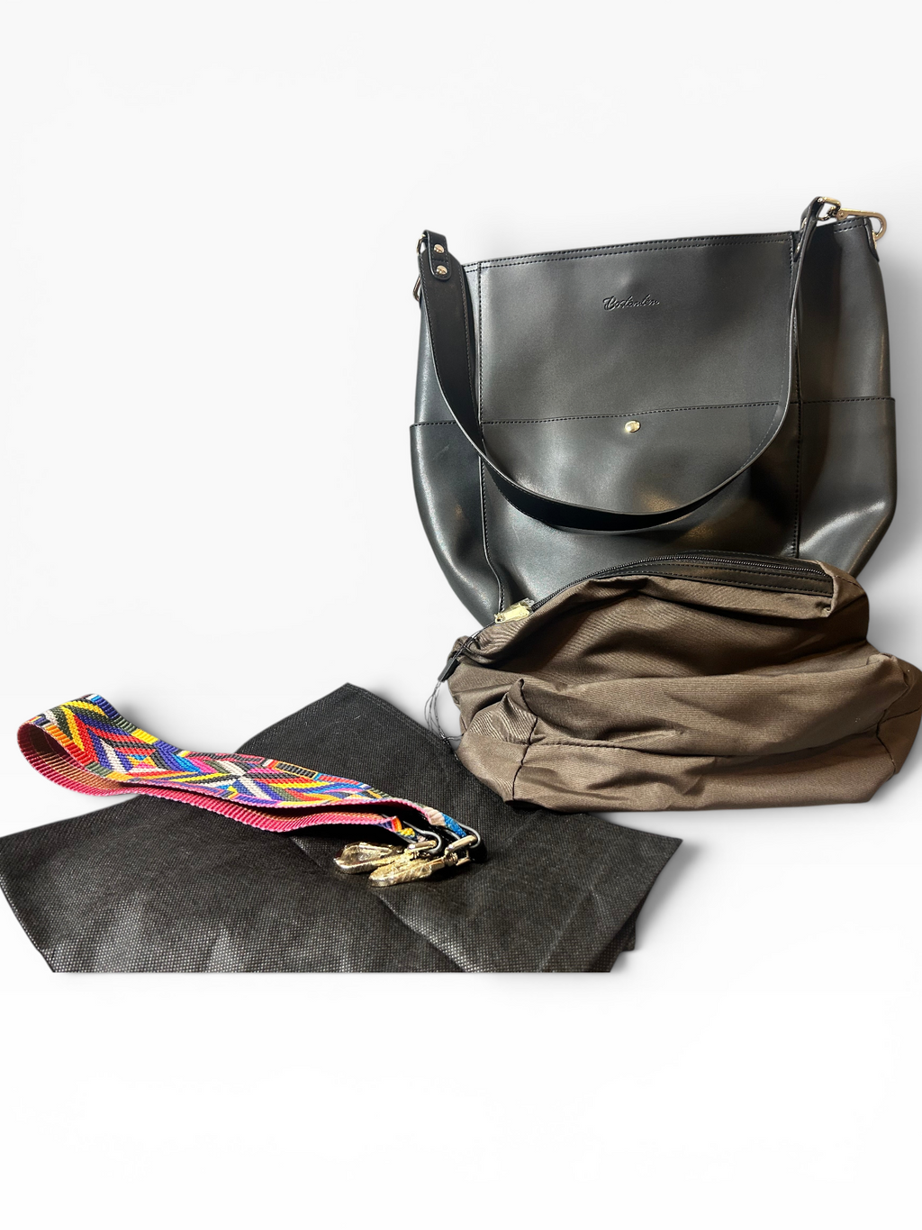 BOSTANTEN Leather Shoulder Bag (Extra Colorful Clothe Strap)